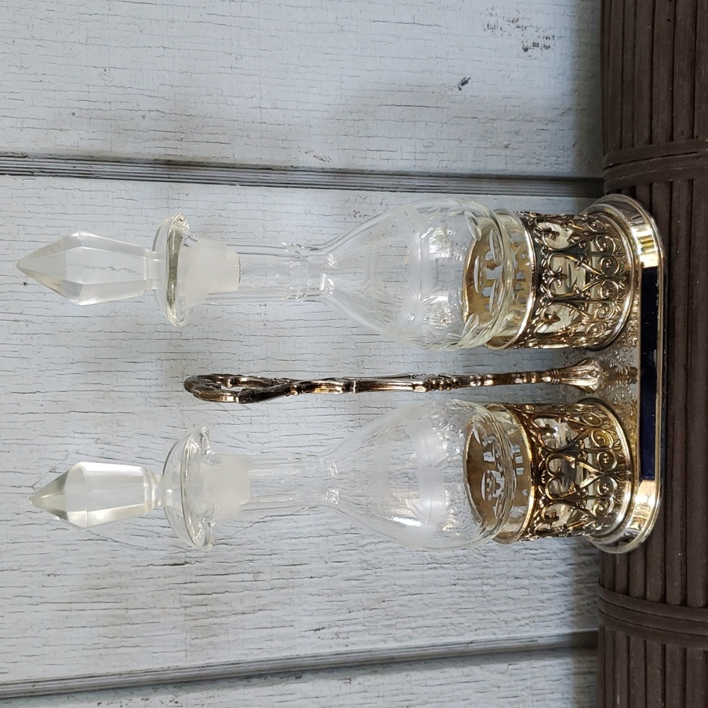 Vintage Oil and Vinegar Set with Caddy